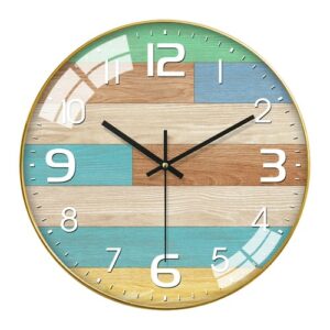 Multicolored Scandinavian Wall Clock made of wood and glass Wooden Wall Clocks Wall Clock Manufacturers