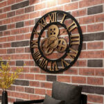 Industrial Wall Clock with Golden Gears Industrial Wall Clocks Wall Clock Manufacturers