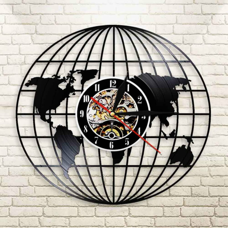 Vinyl World Map LED Design Clock Led Clocks Wall Clock Manufacturers