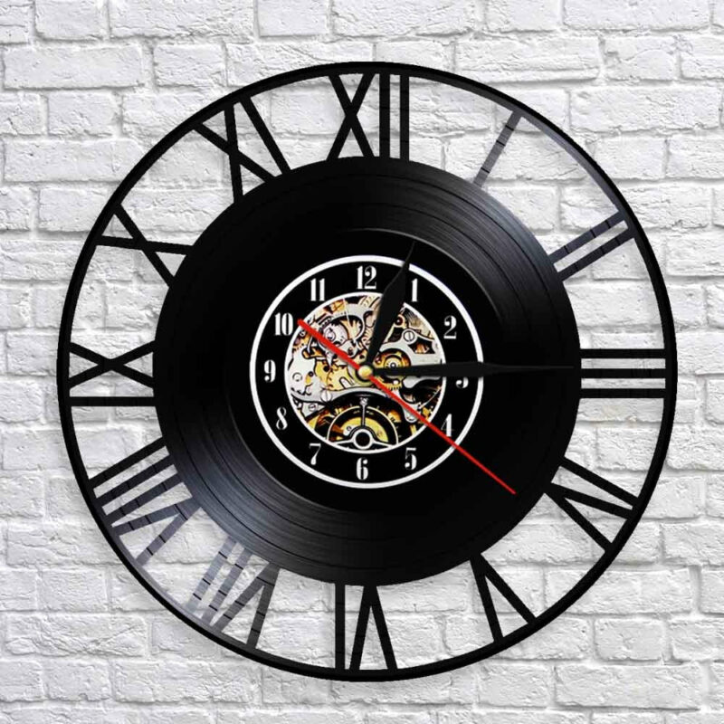 Industrial Vinyl Wall Clock with Roman Numerals Skull Clocks Wall Clock Manufacturers
