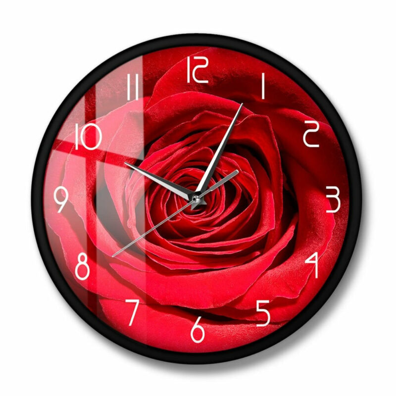 Red Rose Design Wall Clock Design Wall Clocks Wall Clock Manufacturers