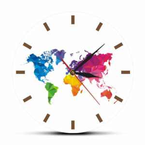 Multicolored World Map Clock Design Wall Clocks Wall Clock Manufacturers